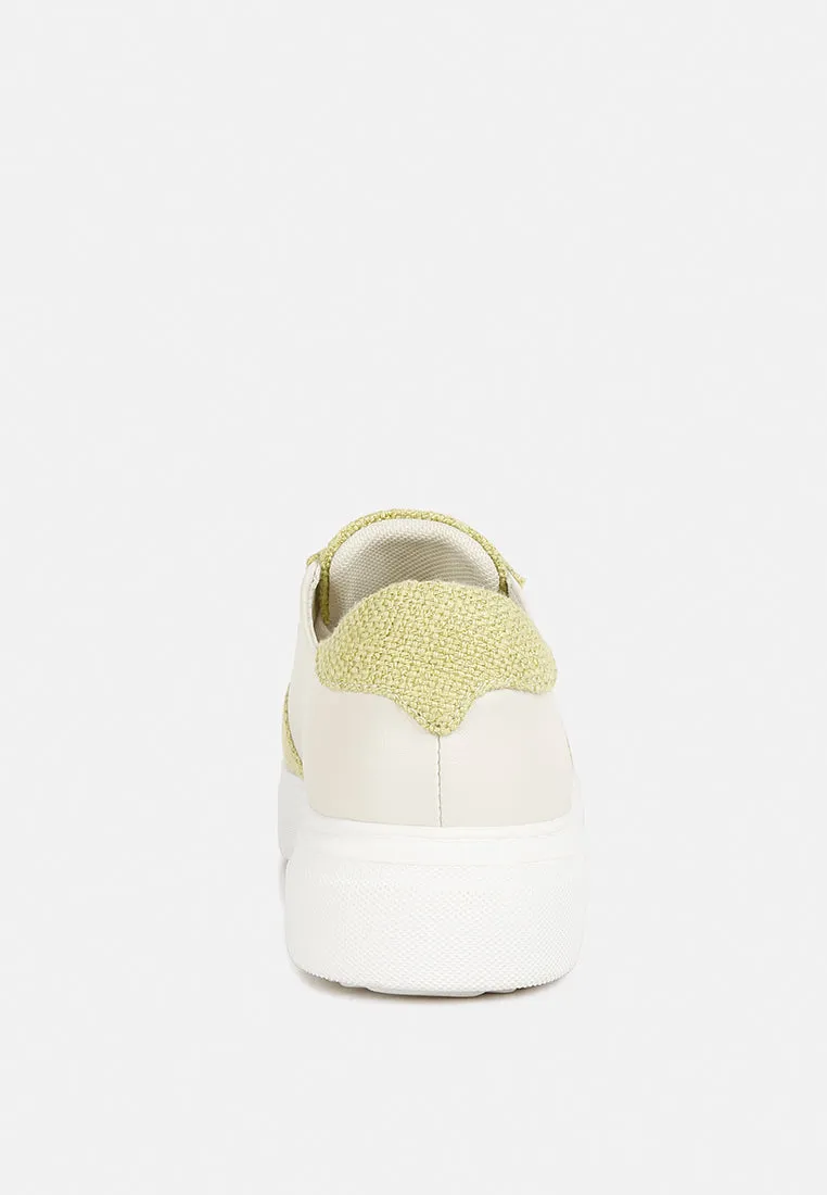 KJAER Dual Tone Leather Sneakers in Green