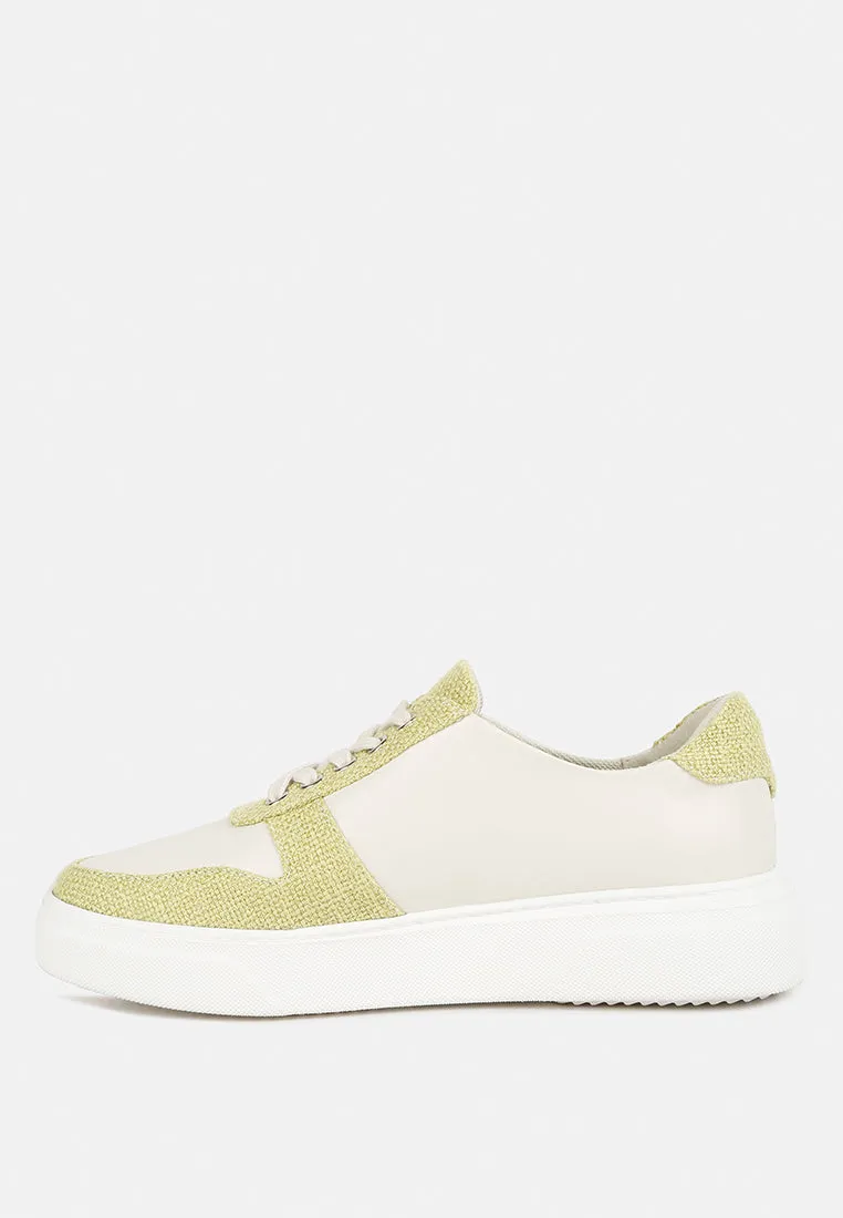 KJAER Dual Tone Leather Sneakers in Green