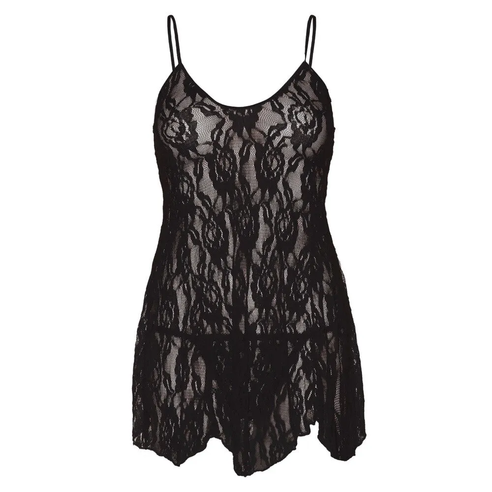 Leg Avenue Rose Lace Flair Chemise Black Plus Size 14 To 18