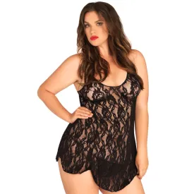Leg Avenue Rose Lace Flair Chemise Black Plus Size 14 To 18
