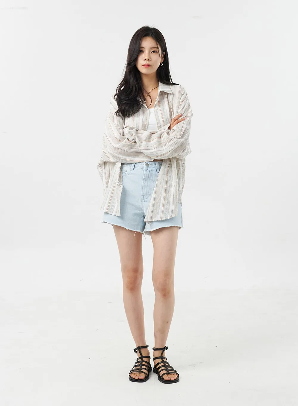 Light Wash Denim Shorts OU307