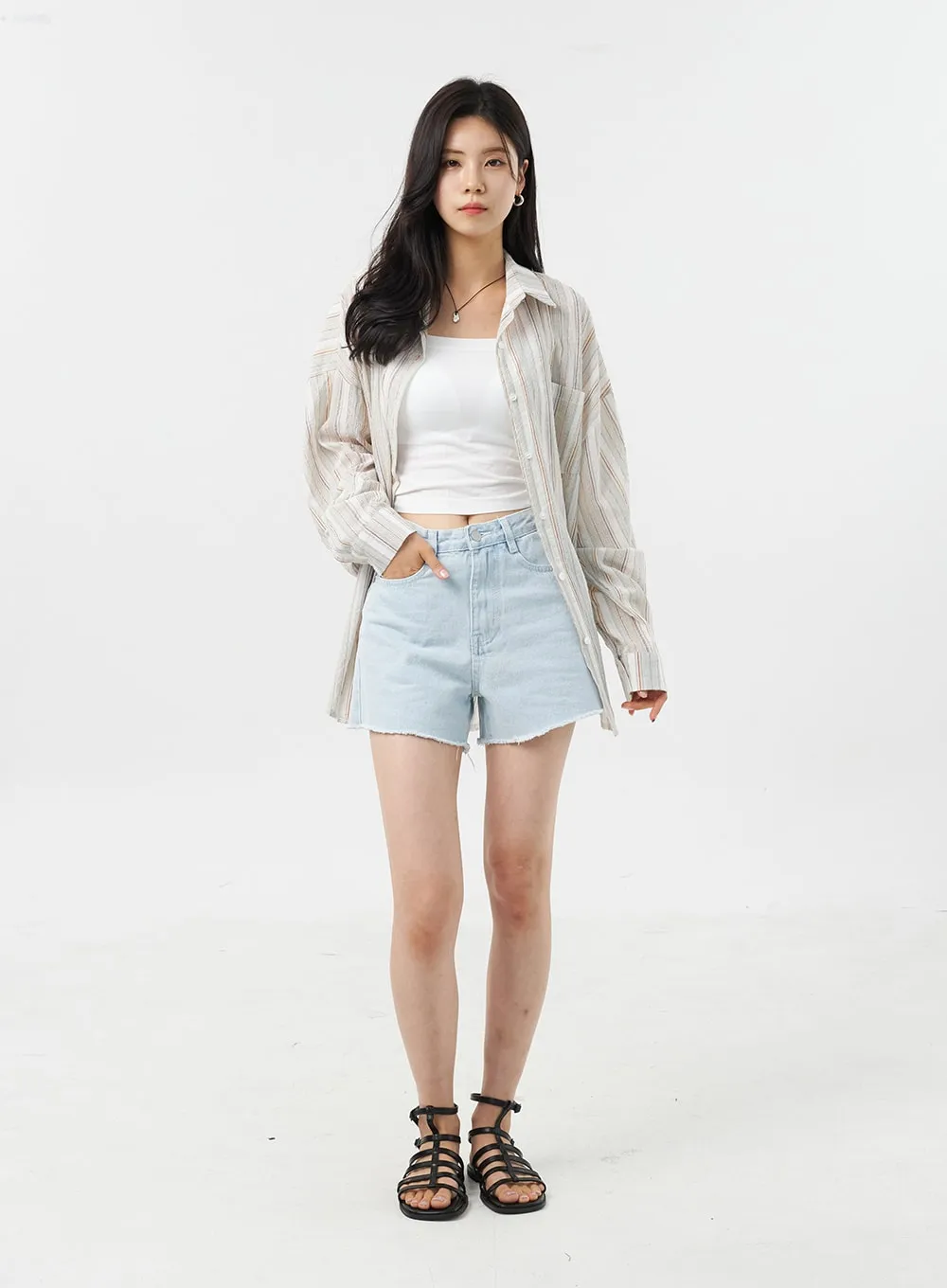Light Wash Denim Shorts OU307