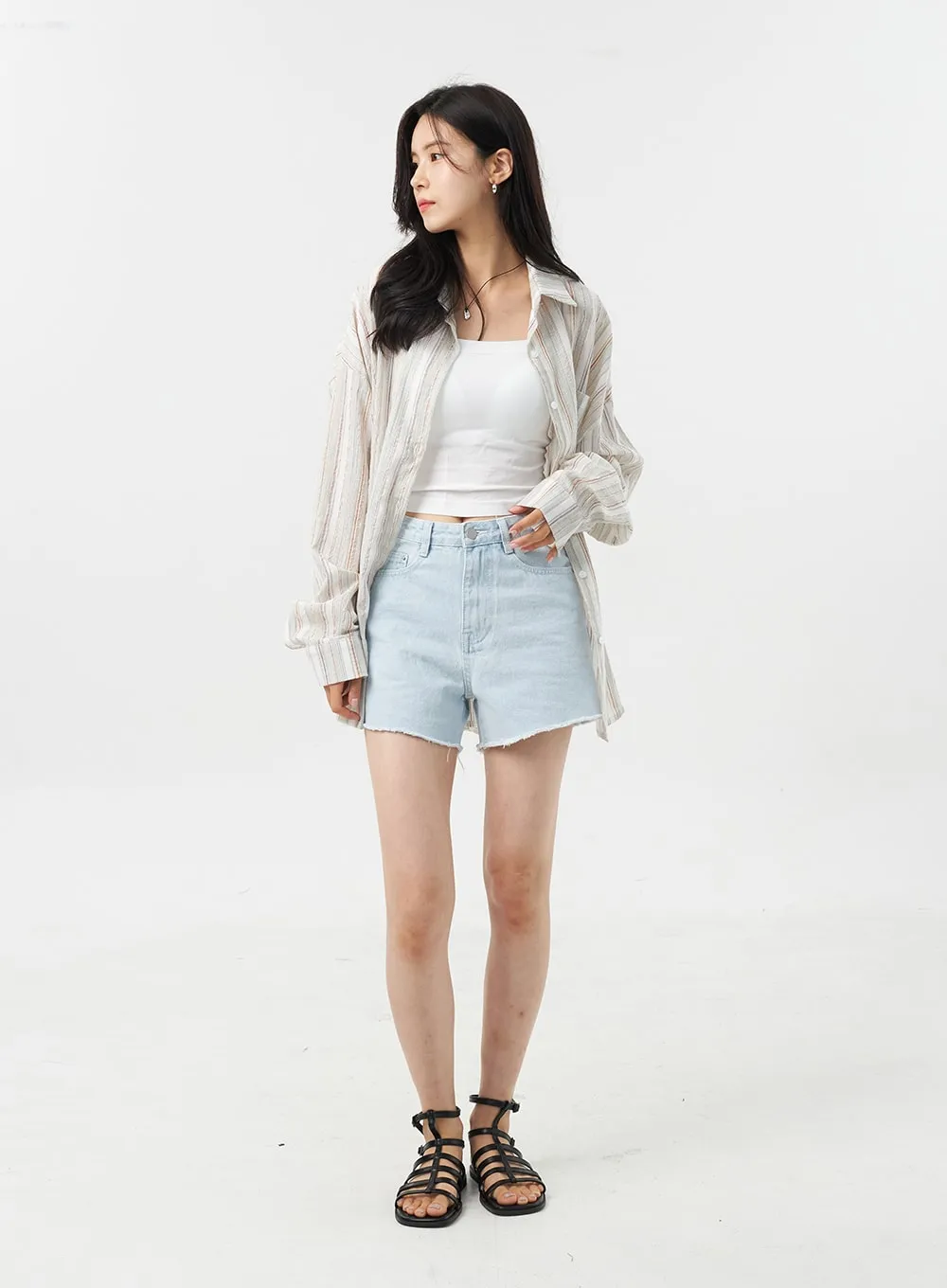 Light Wash Denim Shorts OU307