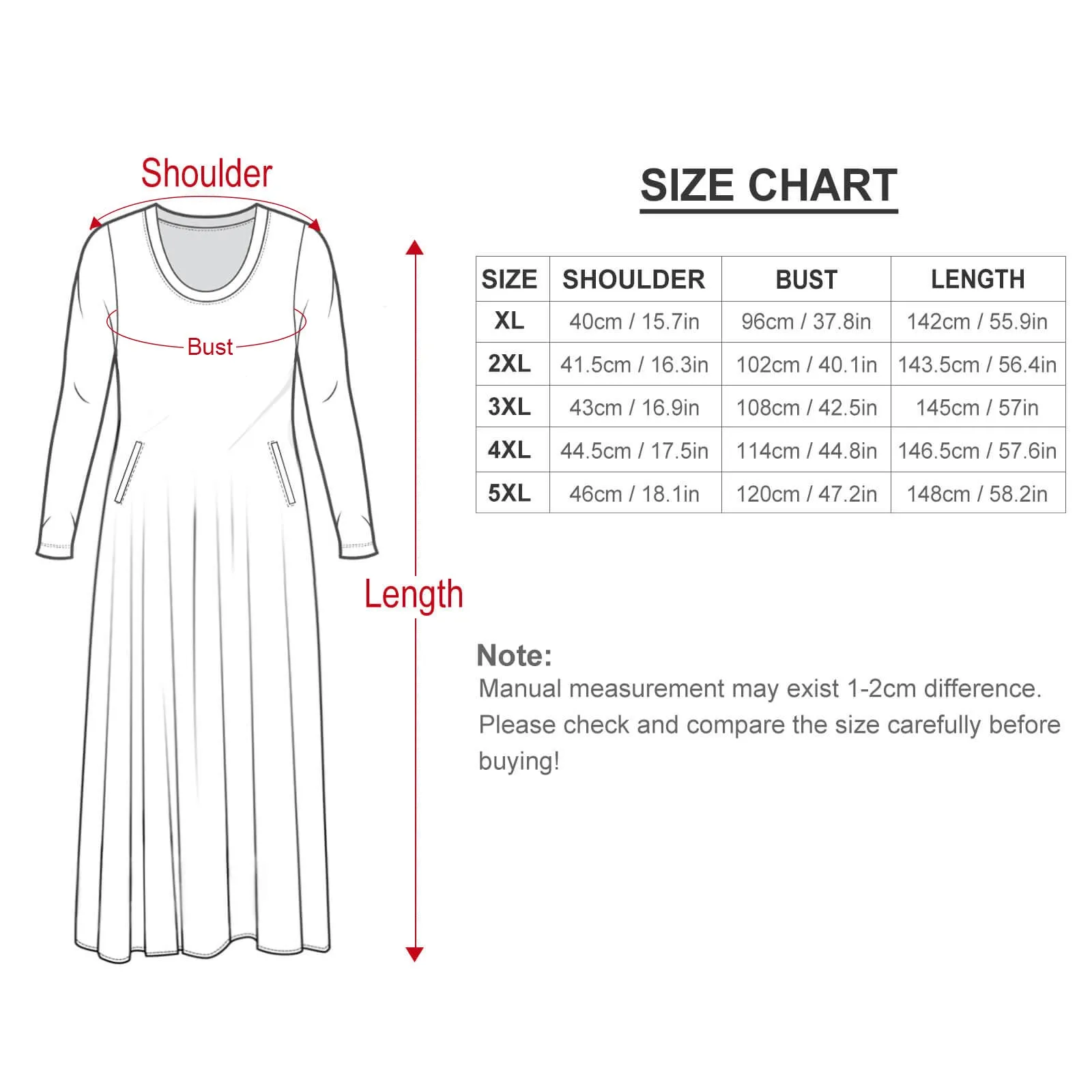 Living With The Land Plus Size Loose-Fit Long Sleeve Dress