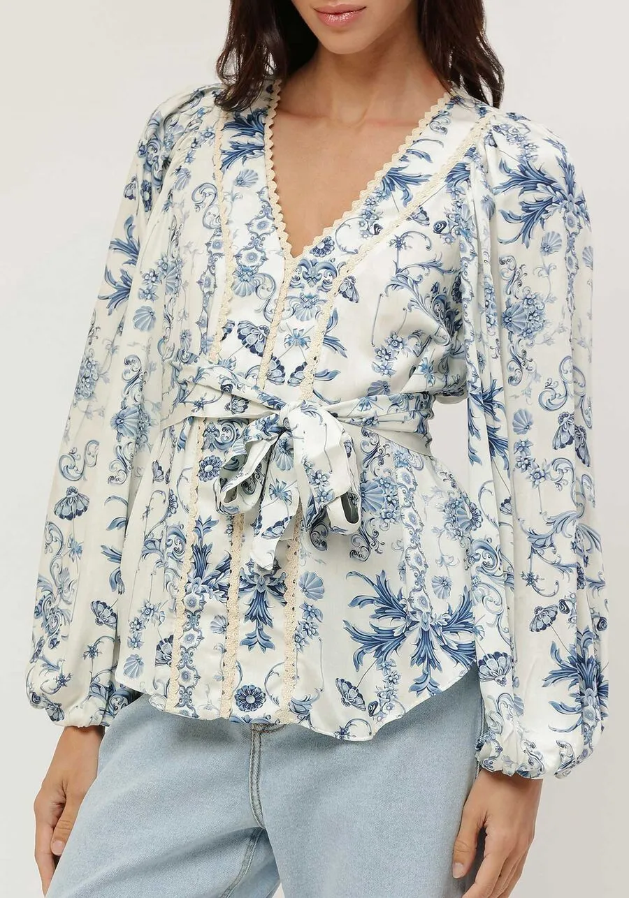 Long Sleeve Blouse Printed With Stripe