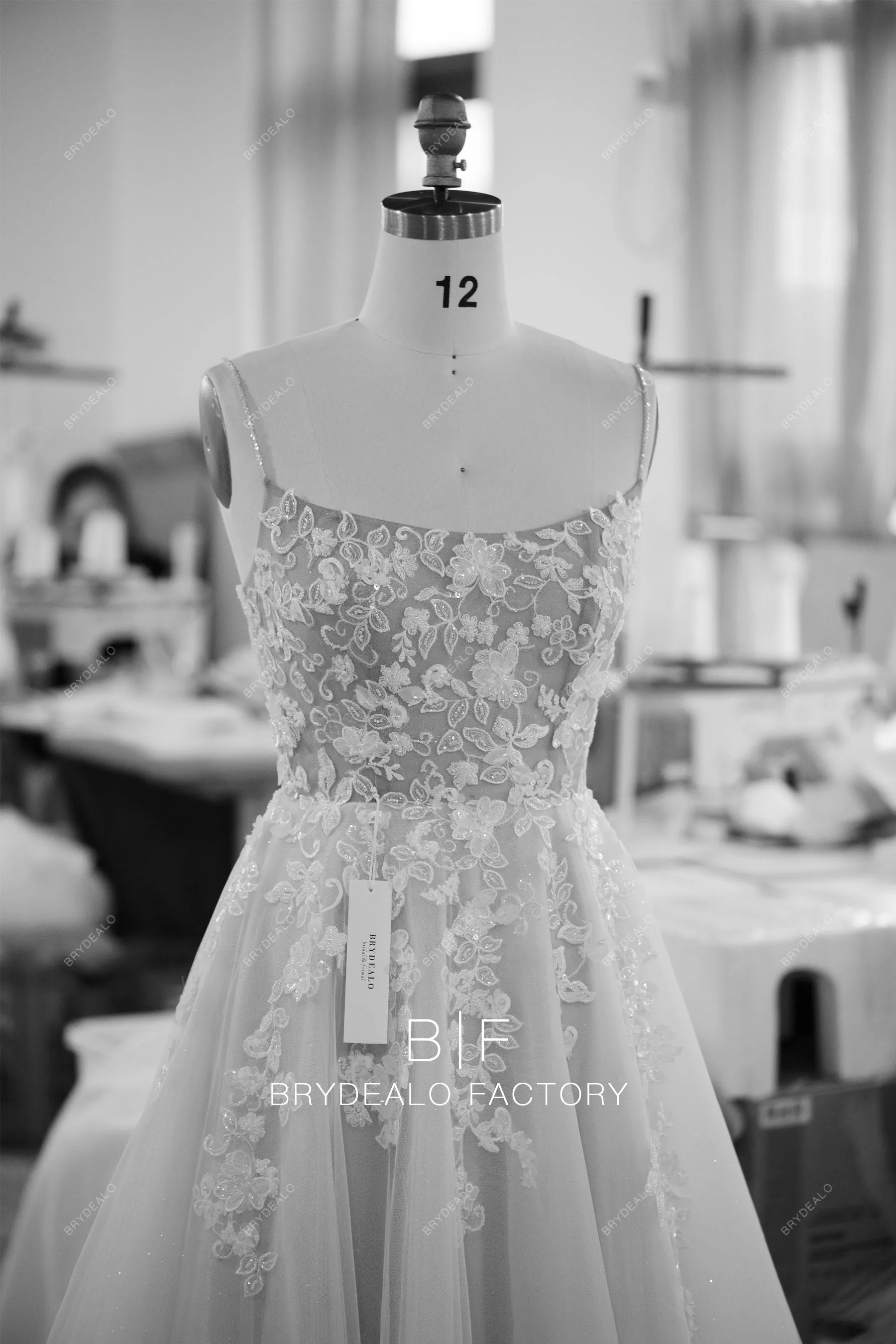 Long Train A-line Designer Lace Nude Beige Illusion Back Wedding Gown