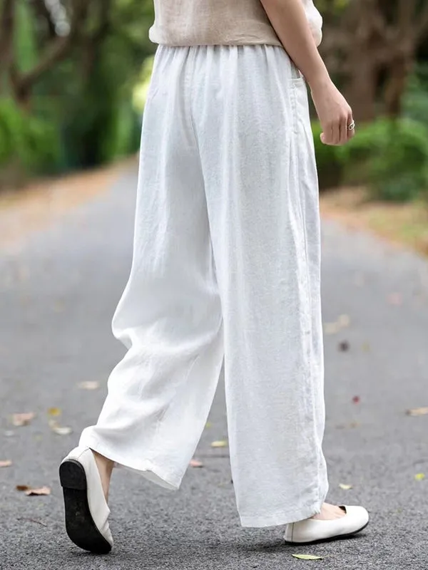 Loose Wide Leg Elasticity Solid Color Casual Pants Bottoms Trousers