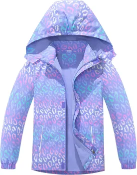 M2C Girls Outdoor Floral Fleece Lined Light Windproof Jacket with Hood