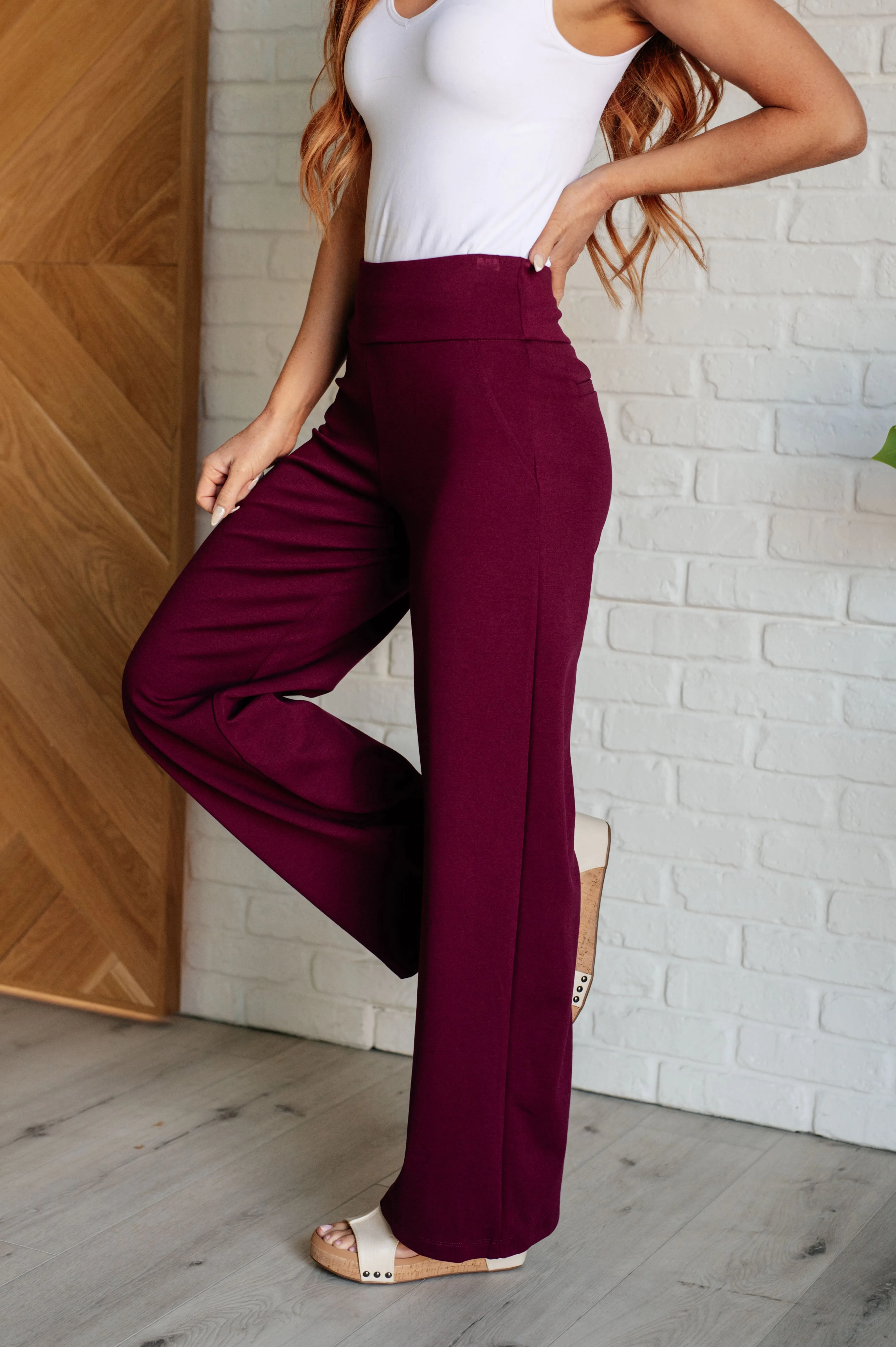 Magic Wide Leg Pants in Wine - 11/19