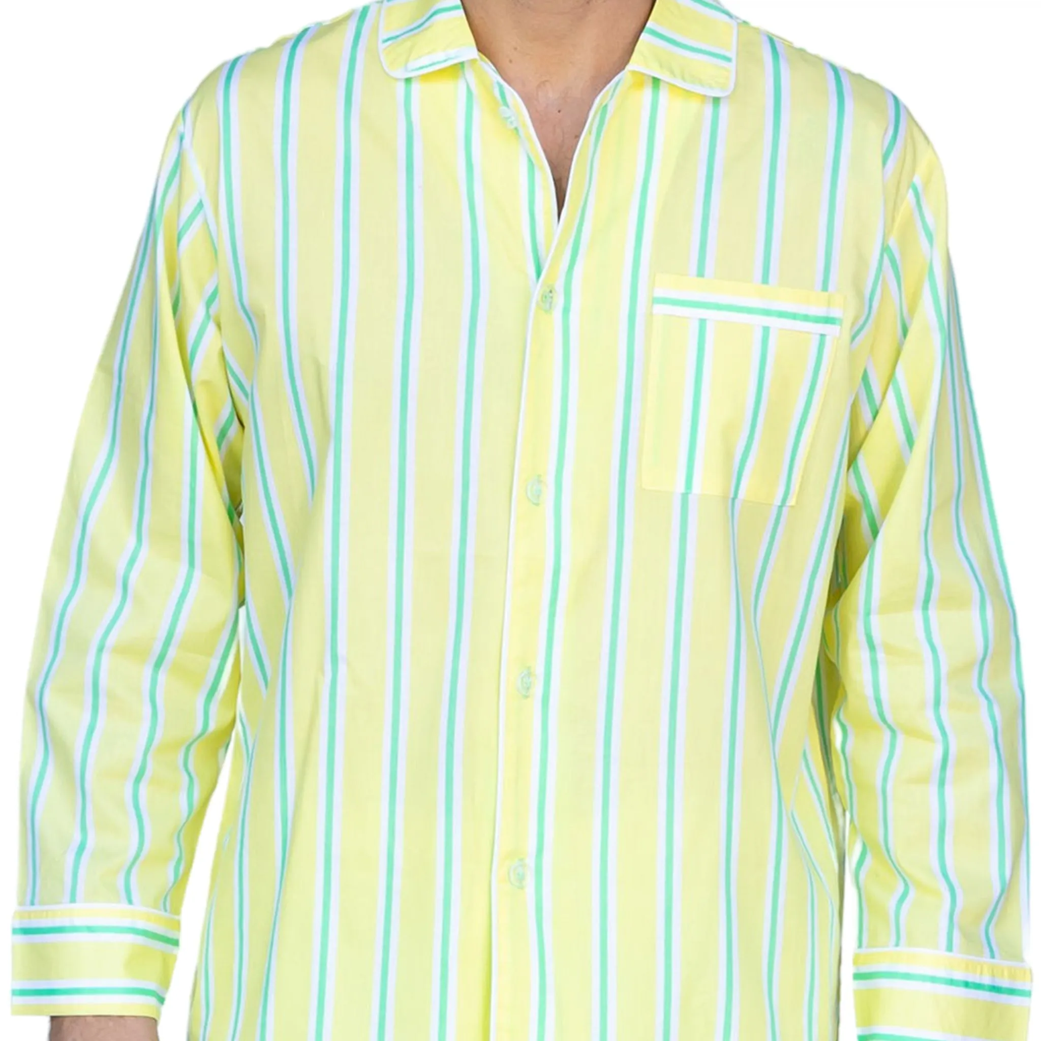 Men's Andy Cohen Yellow   Green Stripe Pj Pant Set