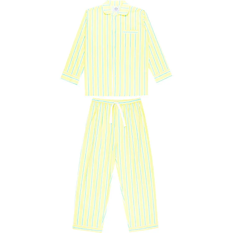 Men's Andy Cohen Yellow   Green Stripe Pj Pant Set