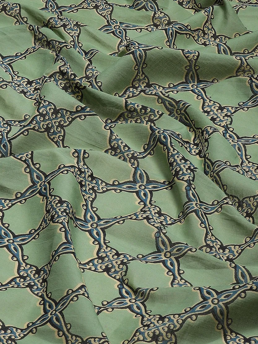 Olive Green Printed Saree
