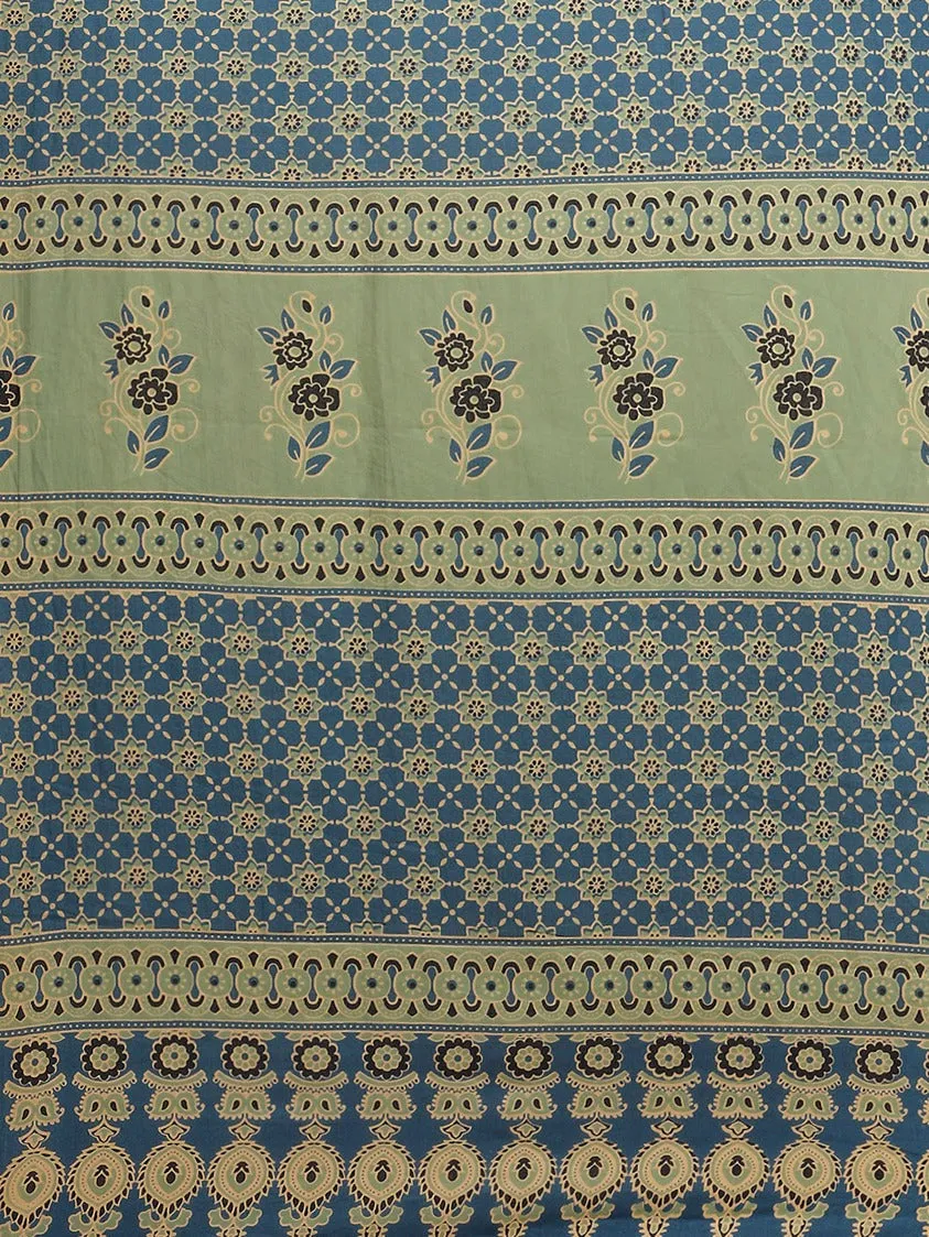 Olive Green Printed Saree