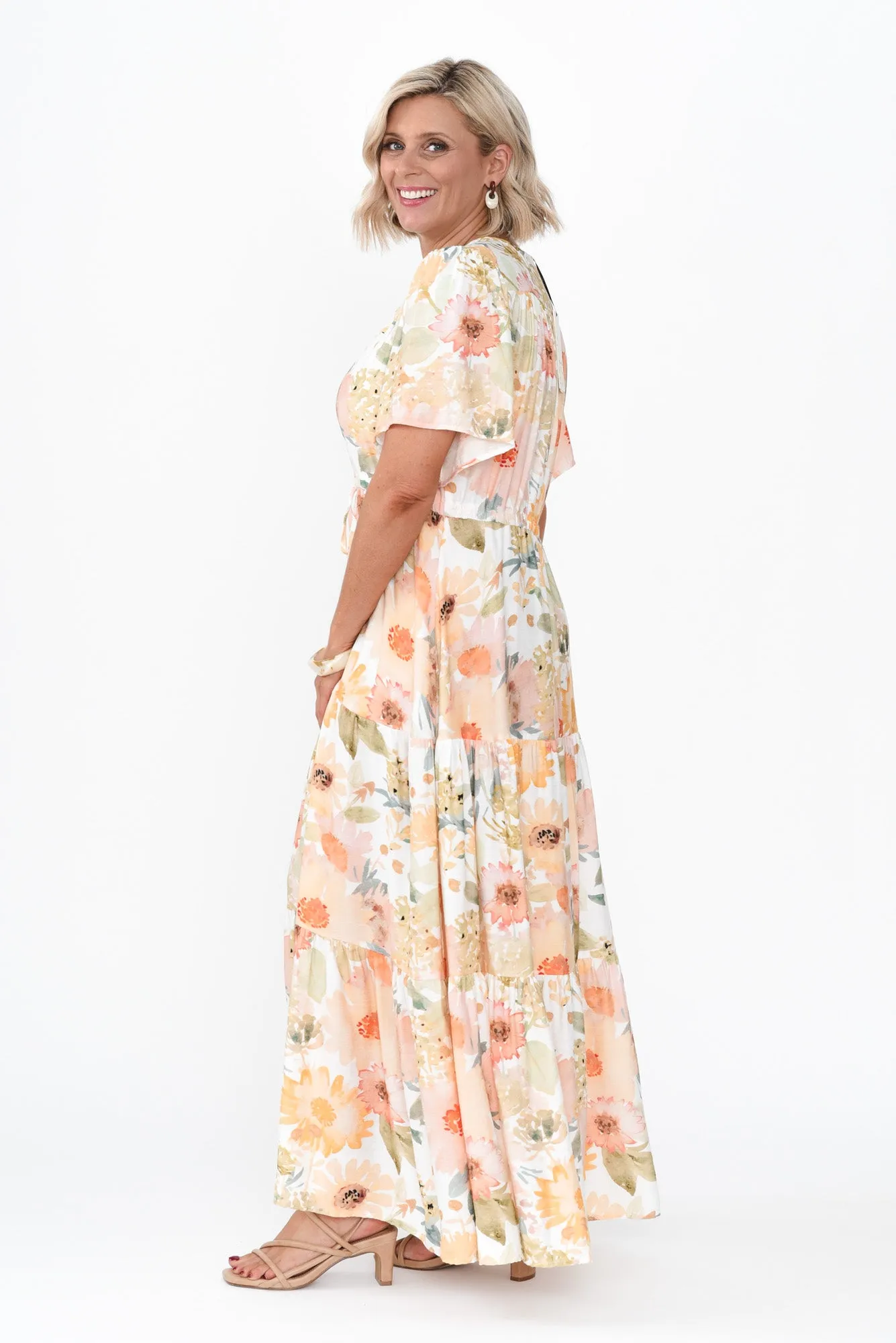 Otis White Floral Linen Blend Summer Dress - Elegant and Lightweight