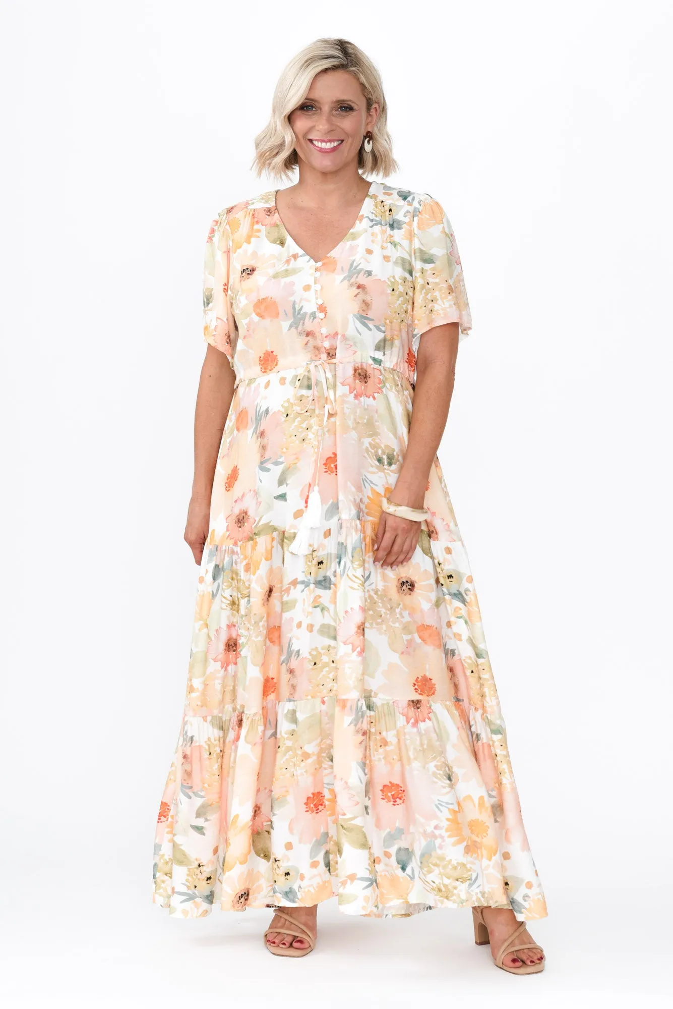Otis White Floral Linen Blend Summer Dress - Elegant and Lightweight