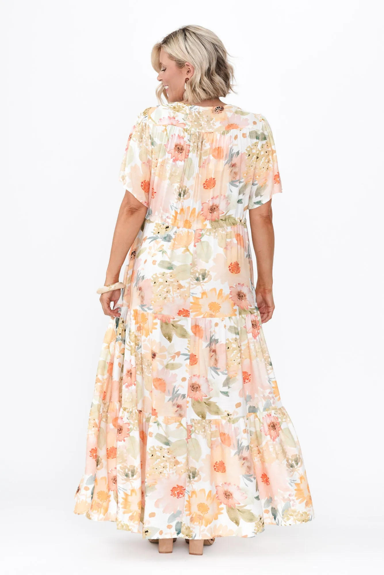 Otis White Floral Linen Blend Summer Dress - Elegant and Lightweight
