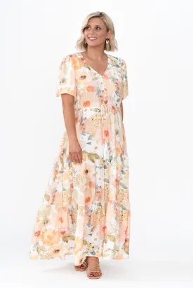 Otis White Floral Linen Blend Summer Dress - Elegant and Lightweight