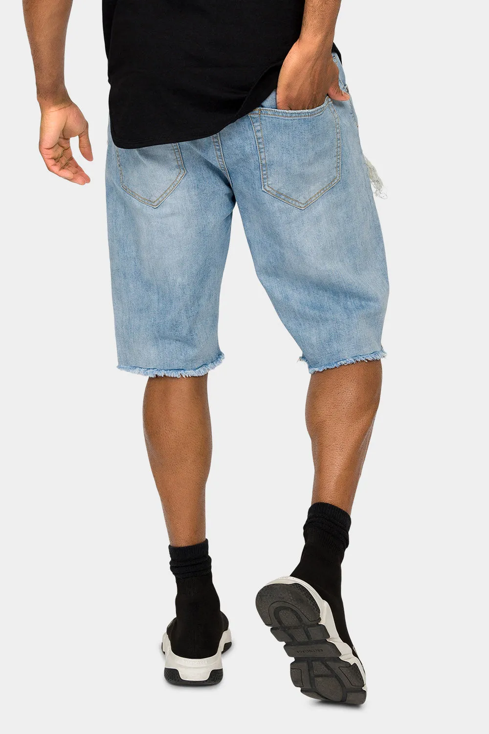 Ripped Bandana Repair Denim Shorts