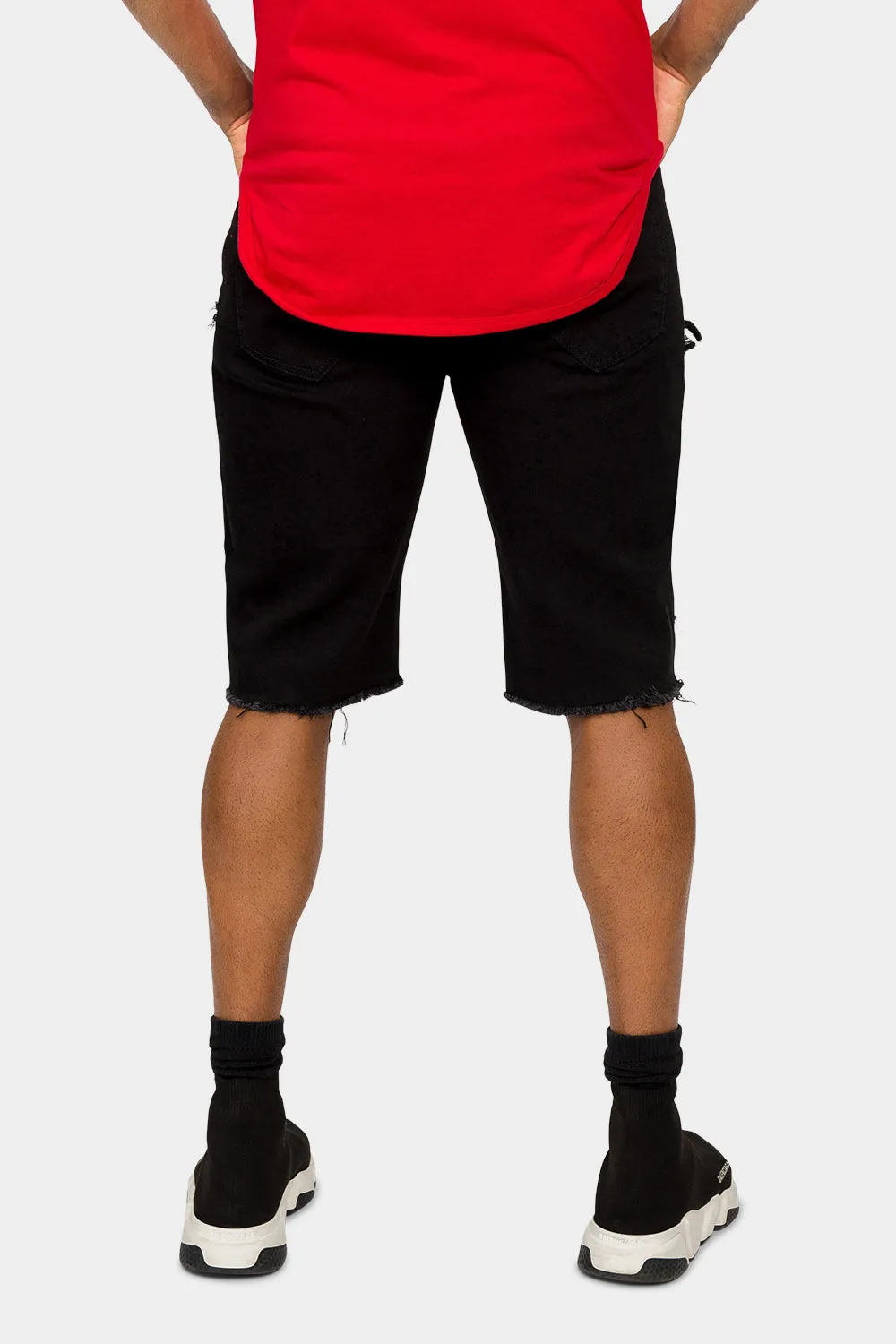 Ripped Bandana Repair Denim Shorts