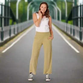 Shirred Waistband Pant - Khaki