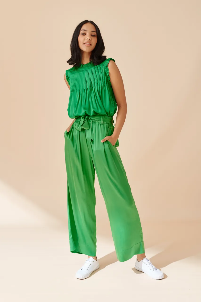 Silk Chantal Pants in Emerald