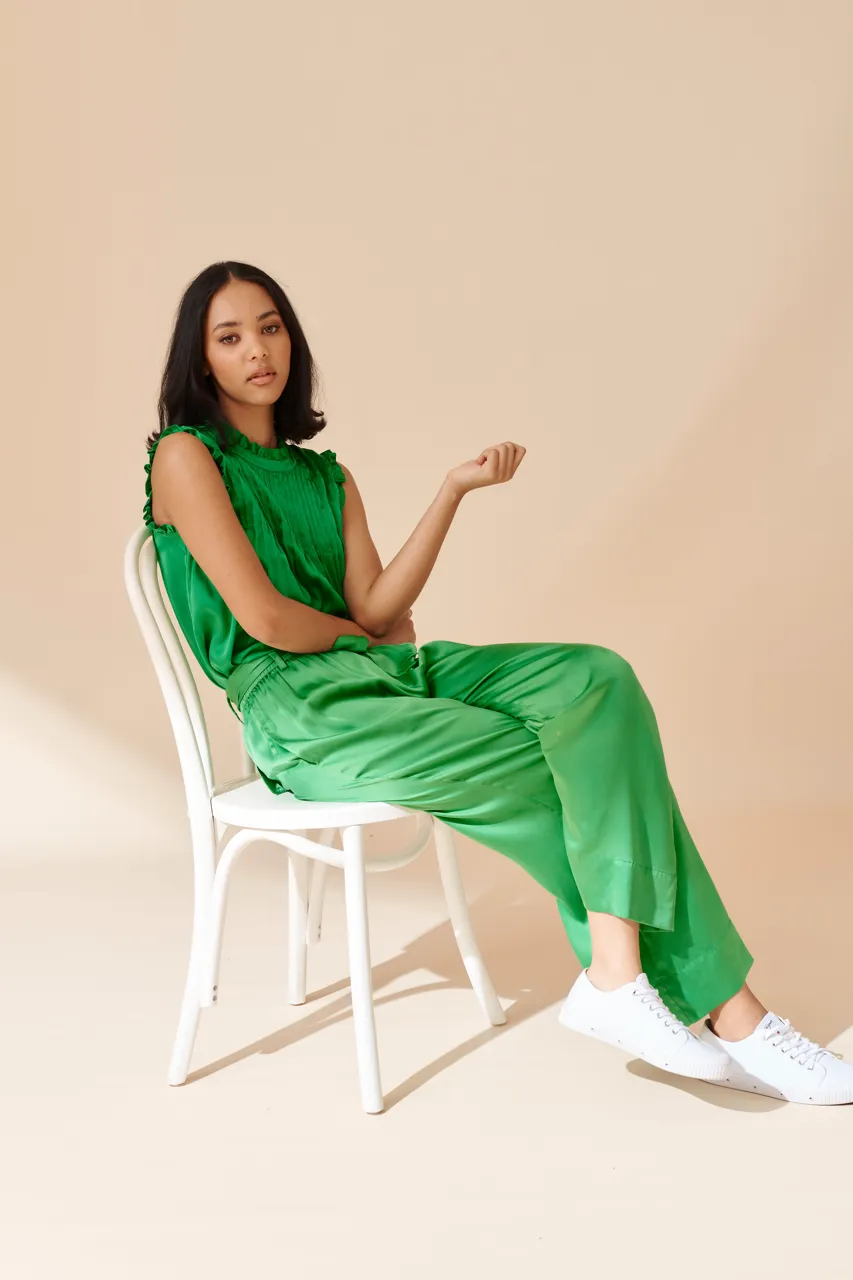 Silk Chantal Pants in Emerald