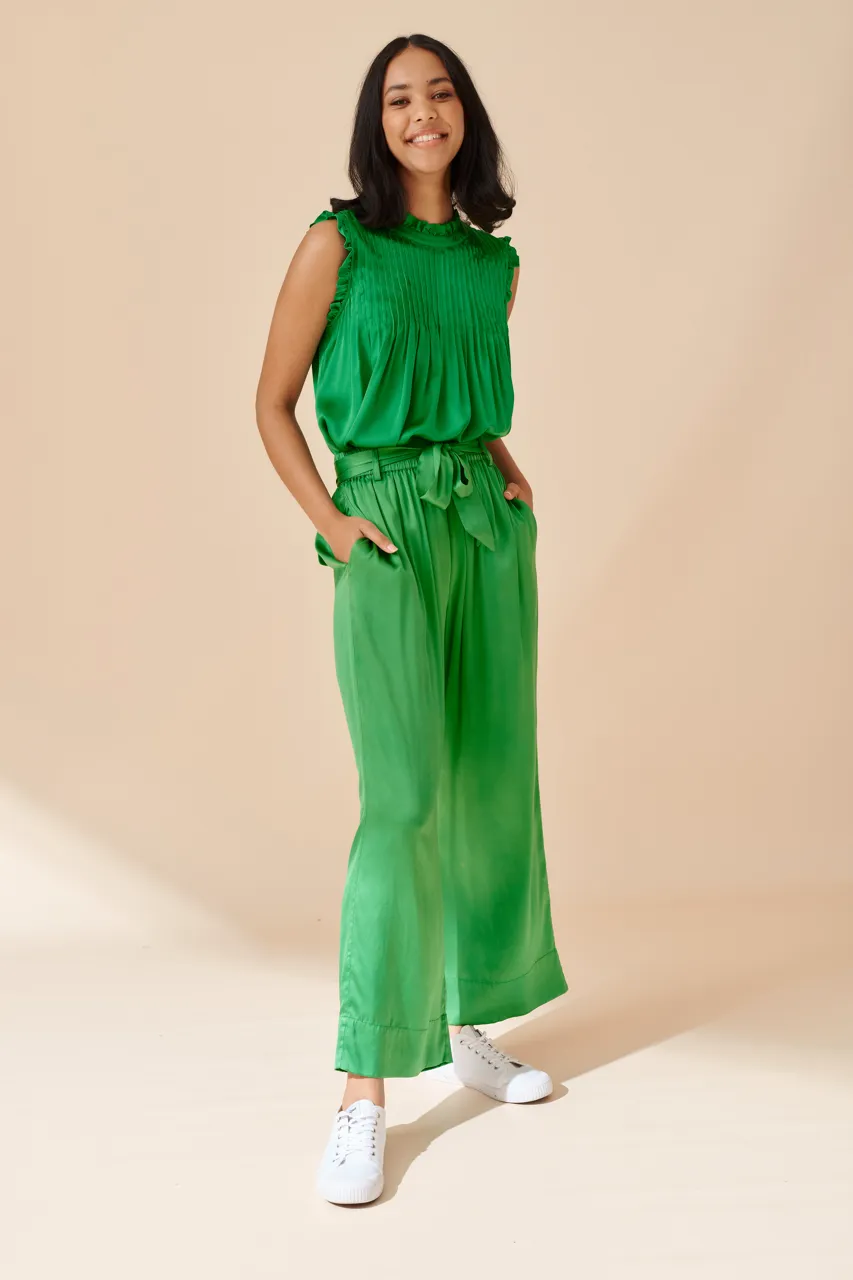 Silk Chantal Pants in Emerald