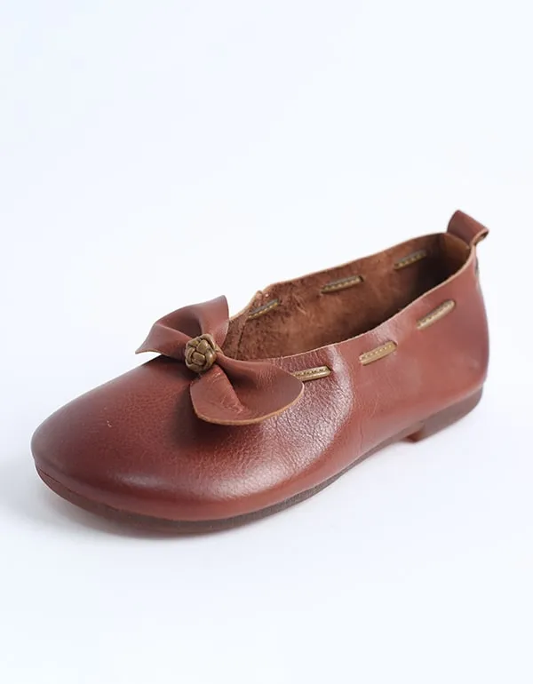 Spring Summer Soft leather Bowknot Flats