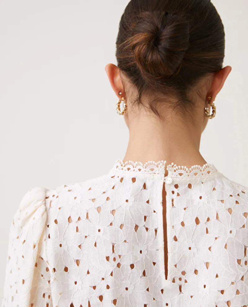 Suncoo Lais Cream Broderie Blouse