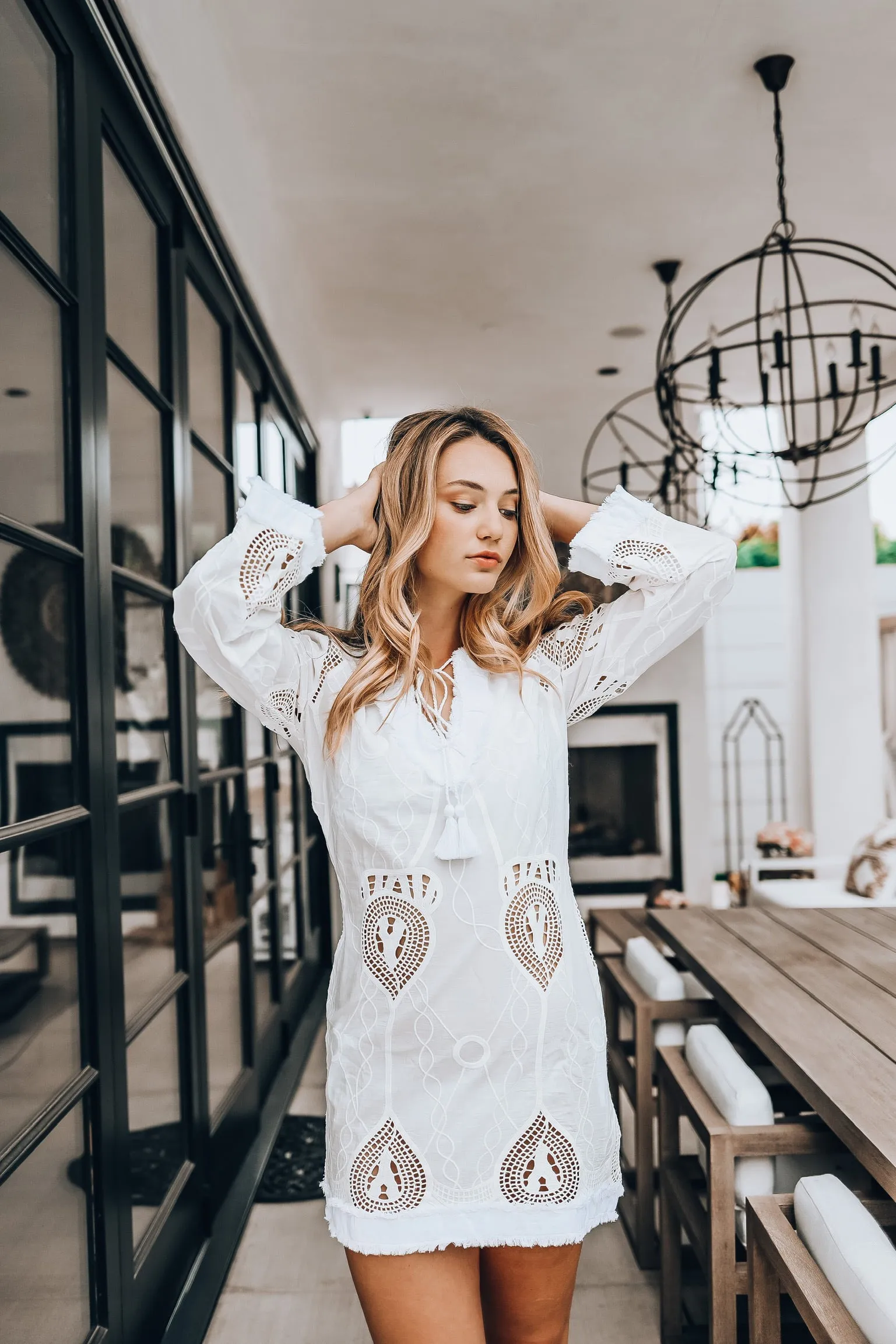 Taj Long Sleeve White Dress