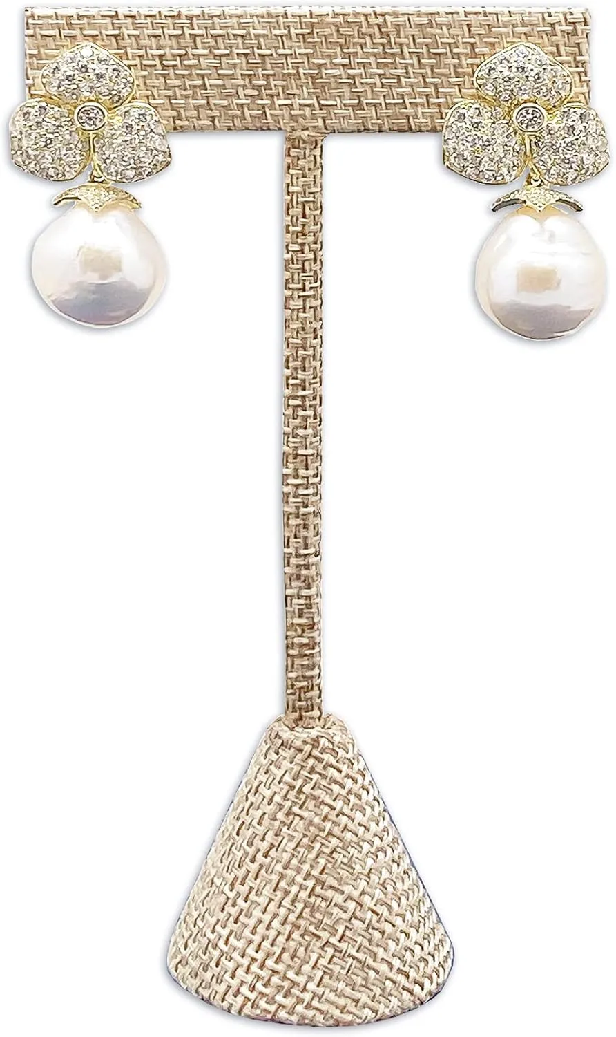 TheDisplayGuys - 4-3/4" T-Bar Jewelry Display Tower - Beige Linen - Earrings Holder/Bracelet Stand (Single)