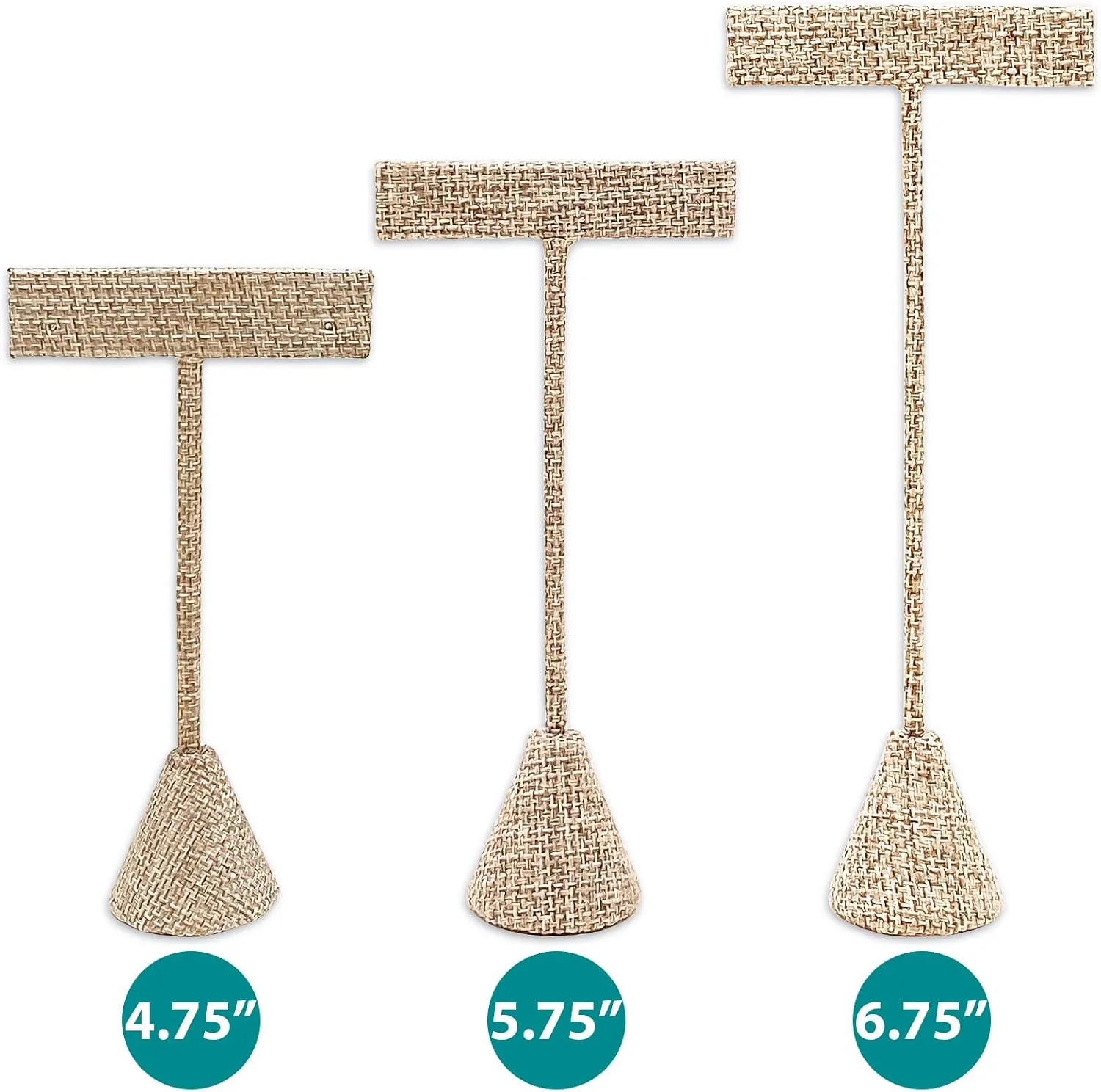 TheDisplayGuys - 4-3/4" T-Bar Jewelry Display Tower - Beige Linen - Earrings Holder/Bracelet Stand (Single)