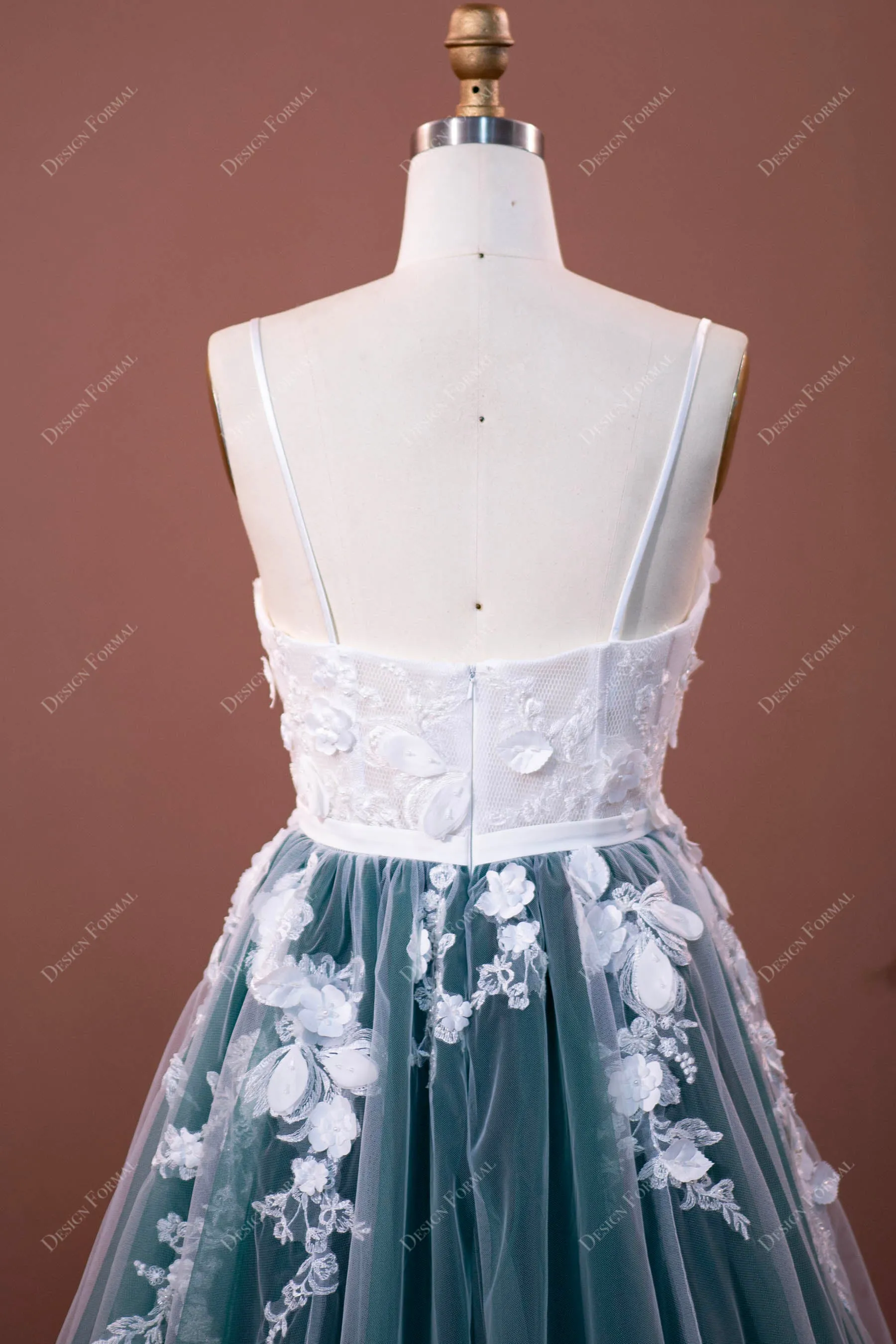 Two-Tone Illusion Corset Lace Fairy Sweetheart A-line Wedding Dress