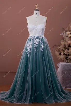 Two-Tone Illusion Corset Lace Fairy Sweetheart A-line Wedding Dress