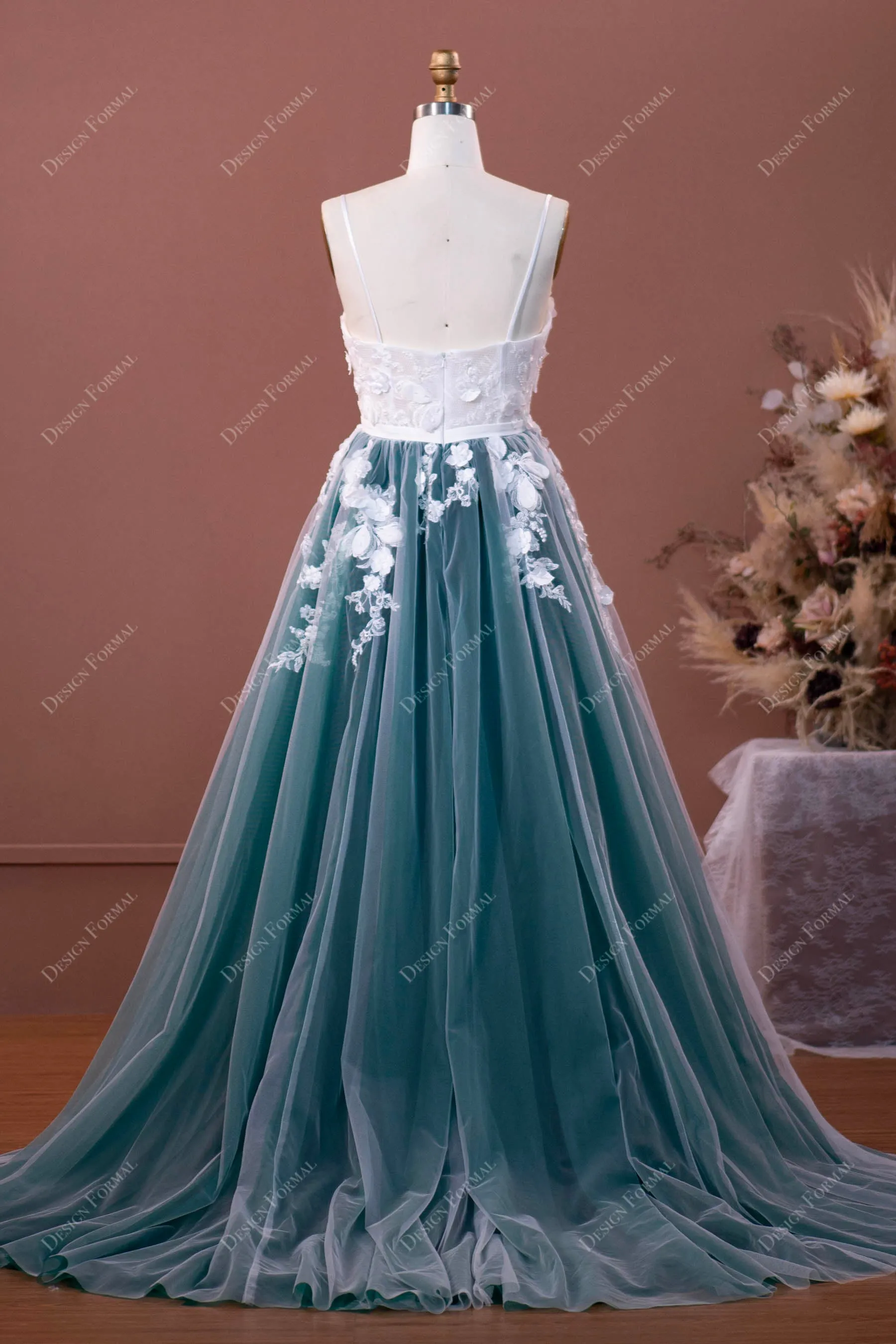 Two-Tone Illusion Corset Lace Fairy Sweetheart A-line Wedding Dress