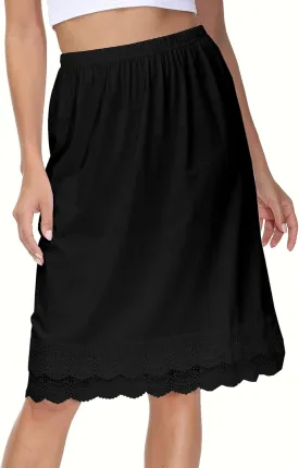 Vanrose Jan Skirt Extender for Women Knee Length Lace Trim Layering Underskirt Half Slip S-5XL