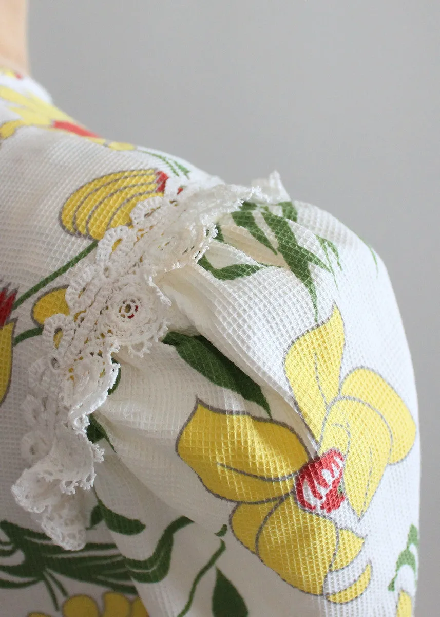 Vintage 1930s Floral Pique Cotton Day Dress