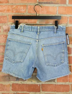 Vintage Levi's Cut Off Denim Shorts 70s Orange Tab Thrashed Light Wash 30 Waist