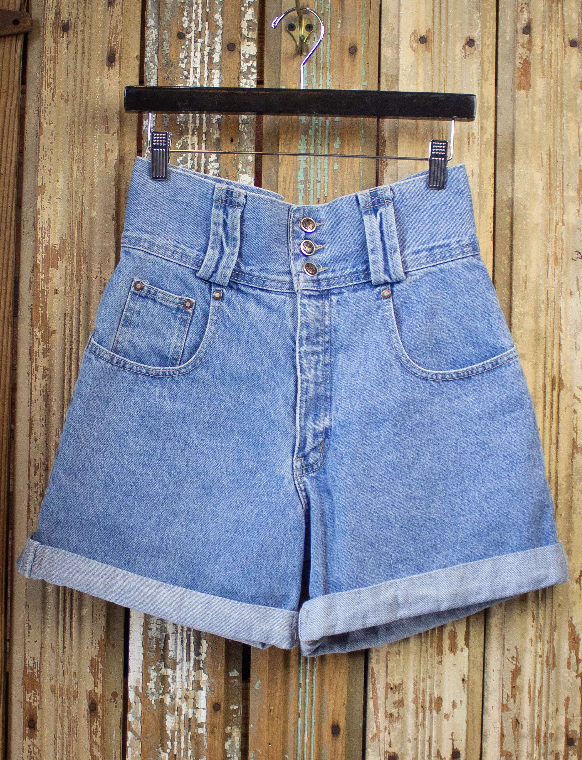 Vintage Parasuco Light Wash Denim Shorts 90s 28w