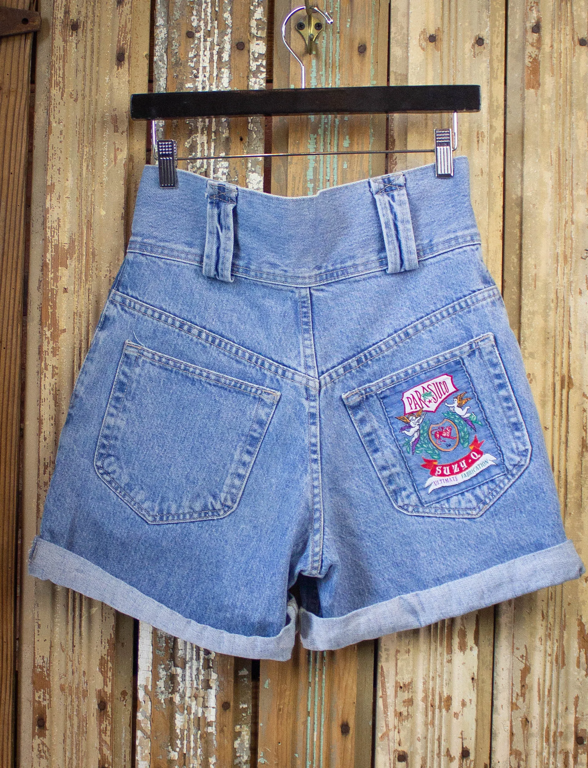 Vintage Parasuco Light Wash Denim Shorts 90s 28w