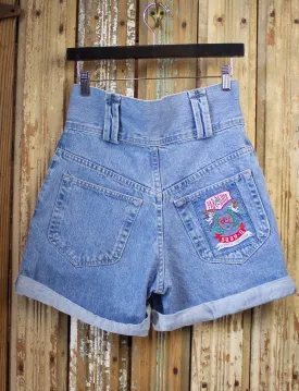 Vintage Parasuco Light Wash Denim Shorts 90s 28w