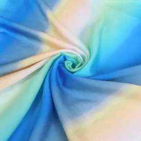 Viscose Blend Crepe - Ombre Stripe - Blue   Green - END OF BOLT 60cm