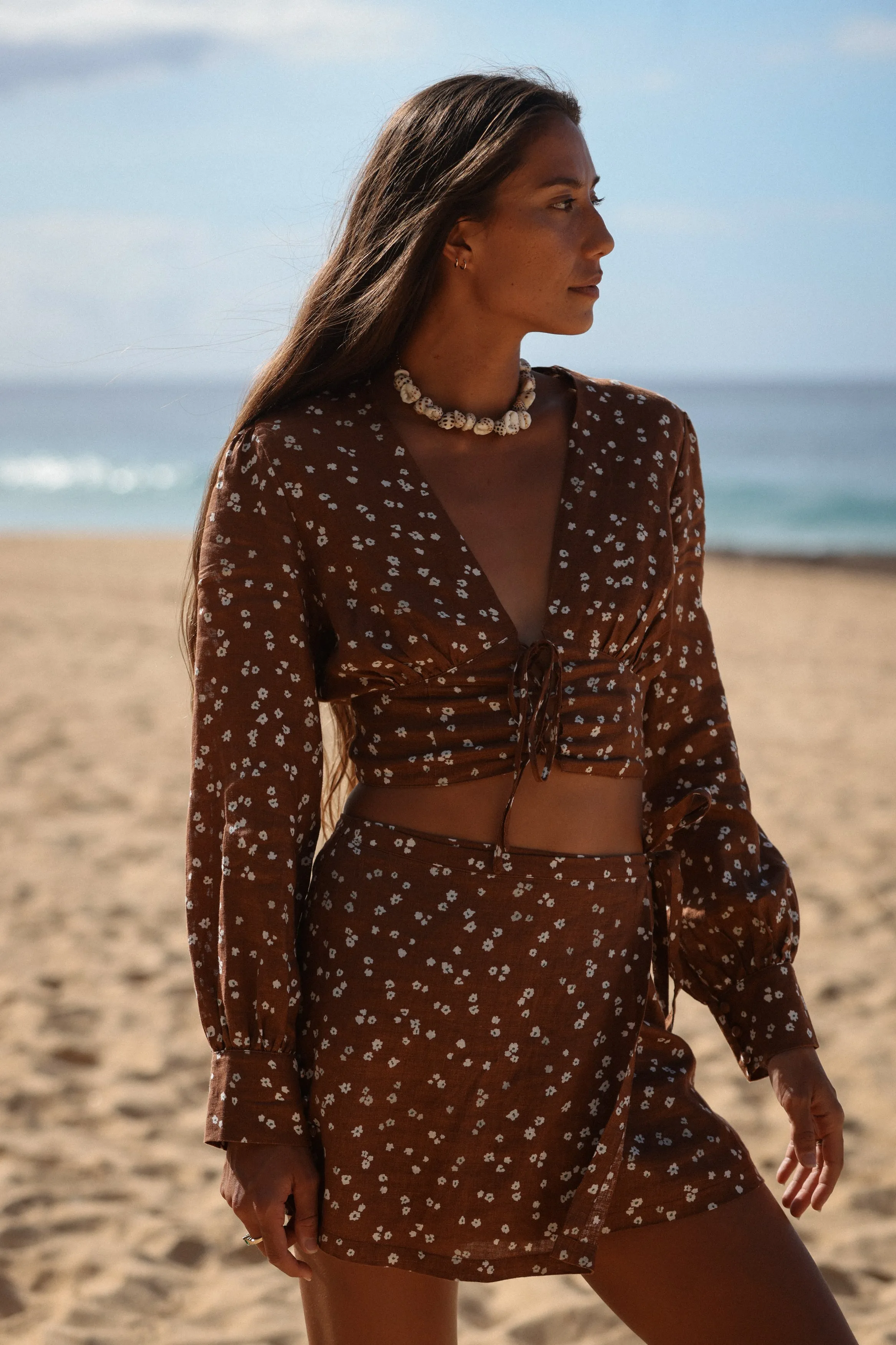 Voyage Rava Bougainvillea Lace Up Blouse