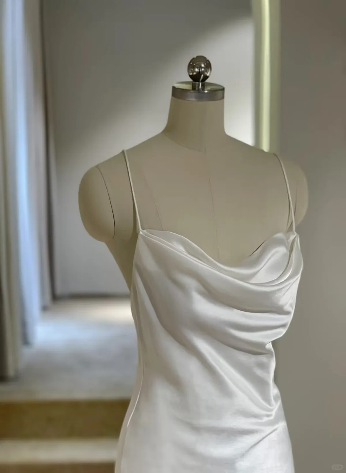 White Soft Satin Straps Simple Long Wedding Party Dress White Long Evening Dress