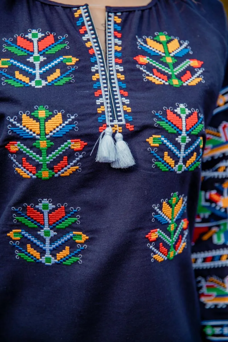 Women's blouse with ethnic embroidery