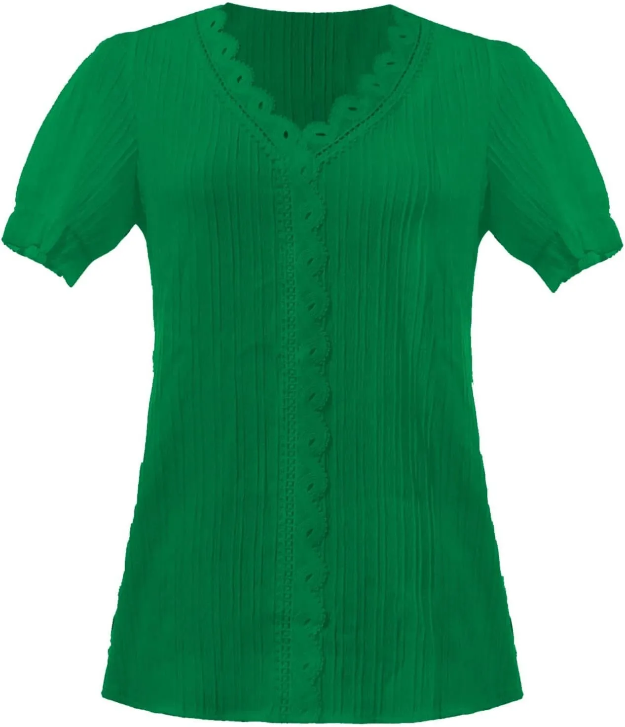 Women's Elegant Lace V Neck Tops Summer Petal Short Sleeve Dress Shirts Plus Size Business Casual Blouses