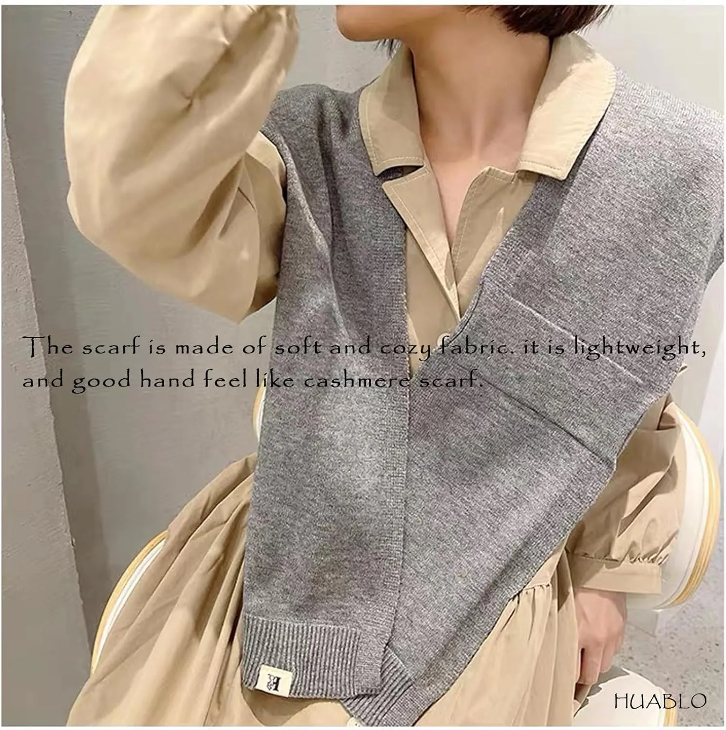 Women's Fashion Knitted Shawl - Khaki Sweater Shawl for Air-Conditioned Rooms