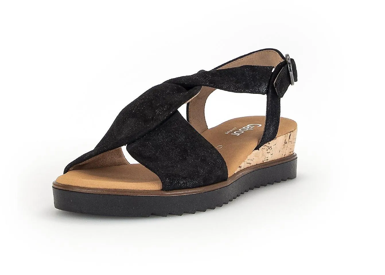 WOMEN'S GABOR 42.751.97 TWISTED VAMP BACK STRAP SANDAL | BLACK