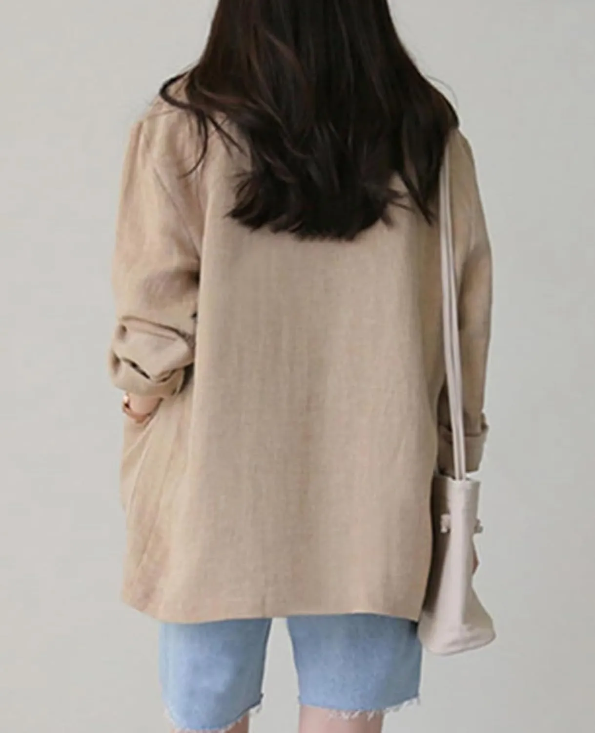 Women's Linen Blazer Jacket 2025 Lightweight Button Lapel Casual Long Sleeve Work Office Summer Jackets