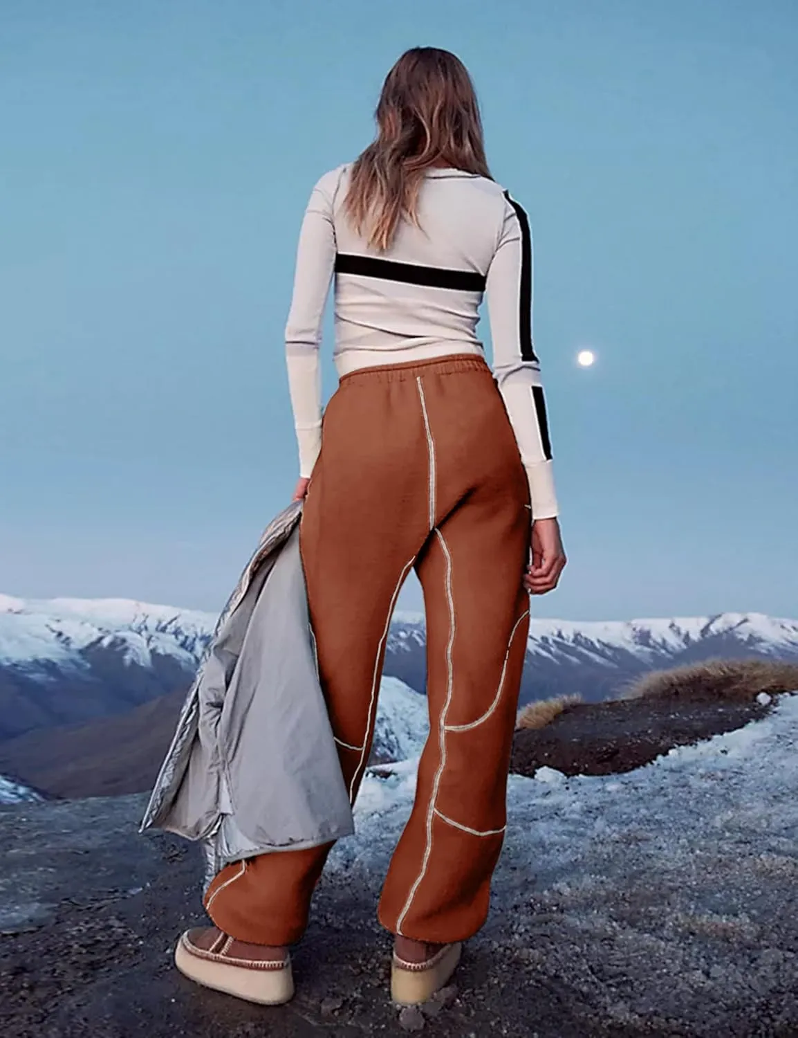 Yeokou Womens Sherpa Fleece Lined Sweatpants Joggers Winter Warm Outdoor Lounge Pants Multi Pockets